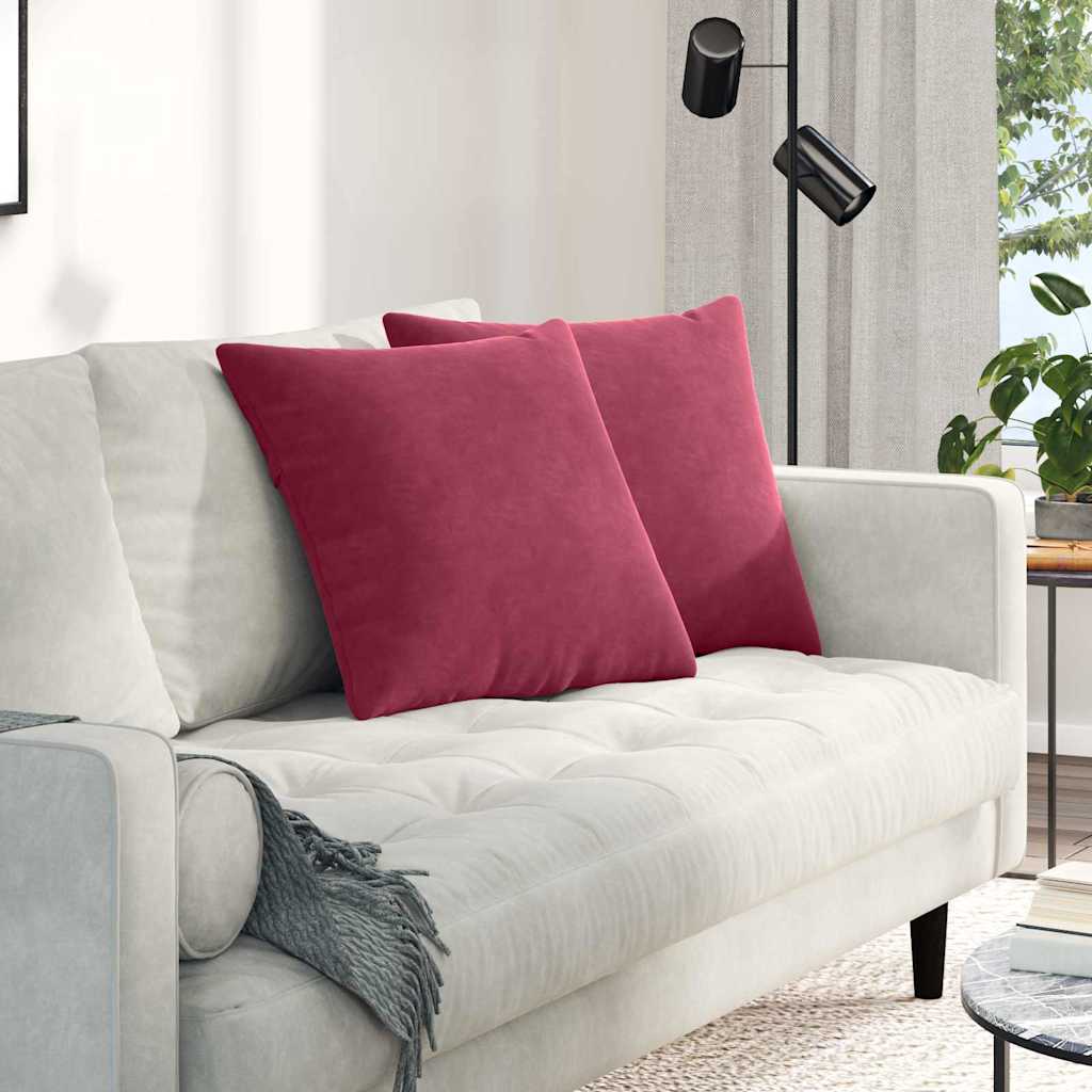 Sofakuddar 2 pcs Vinröd 50 x 50 cm Kordread tyg