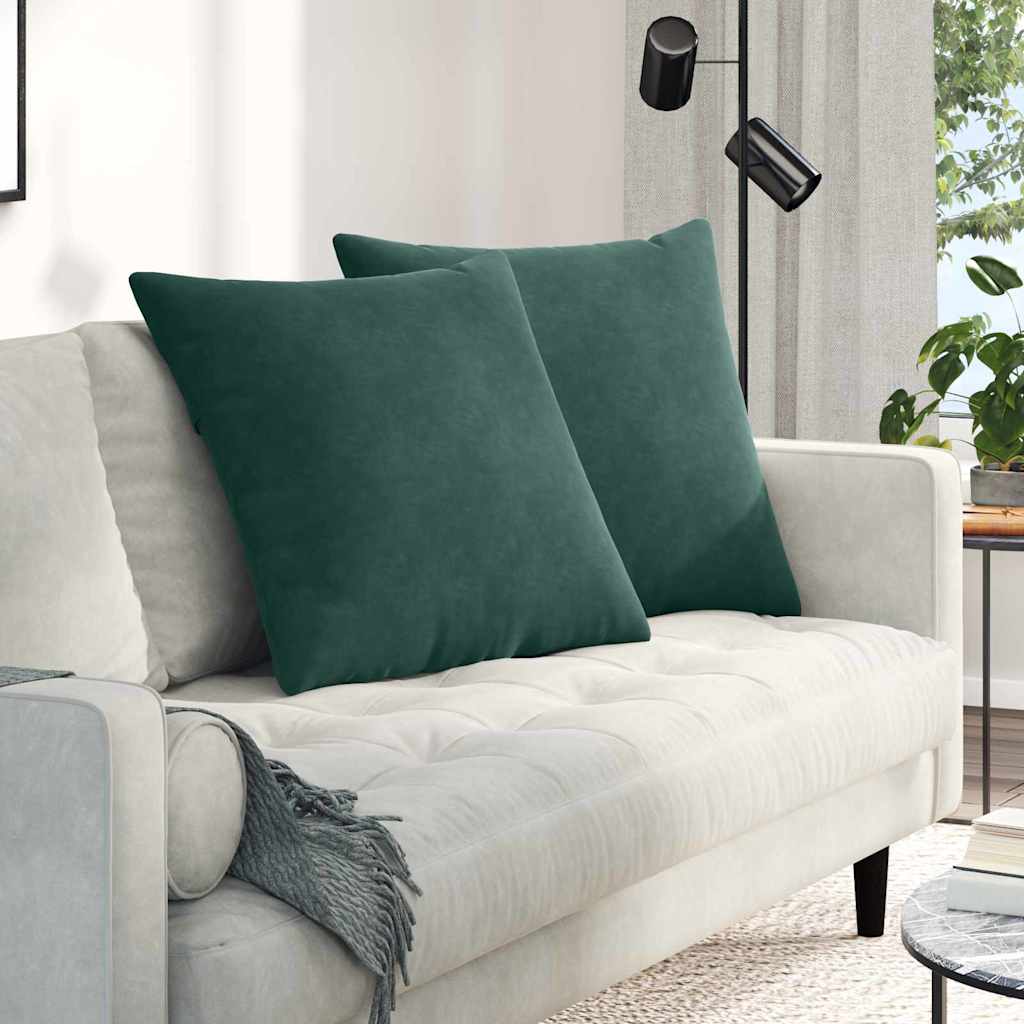 Sofakuddar 2 pcs Mörkgrön 60 x 60 cm Kordread tyg