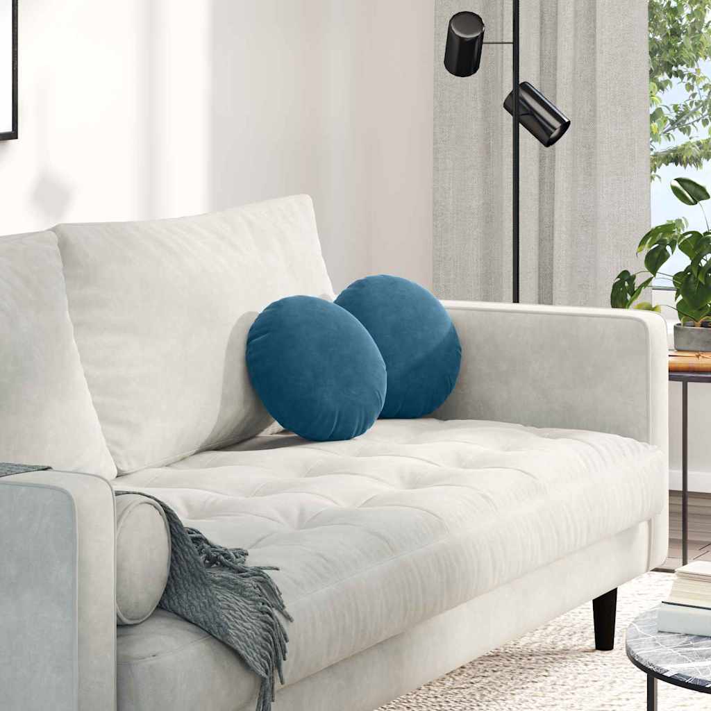 Sittkuddar 2 st Sammet Blå Ø30 x 13 cm