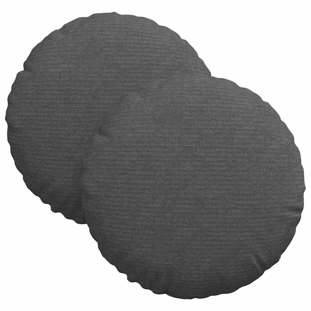 Sittkuddar 2 pcs Mörkgrå Ø30 x 13 cm Kordread tyg