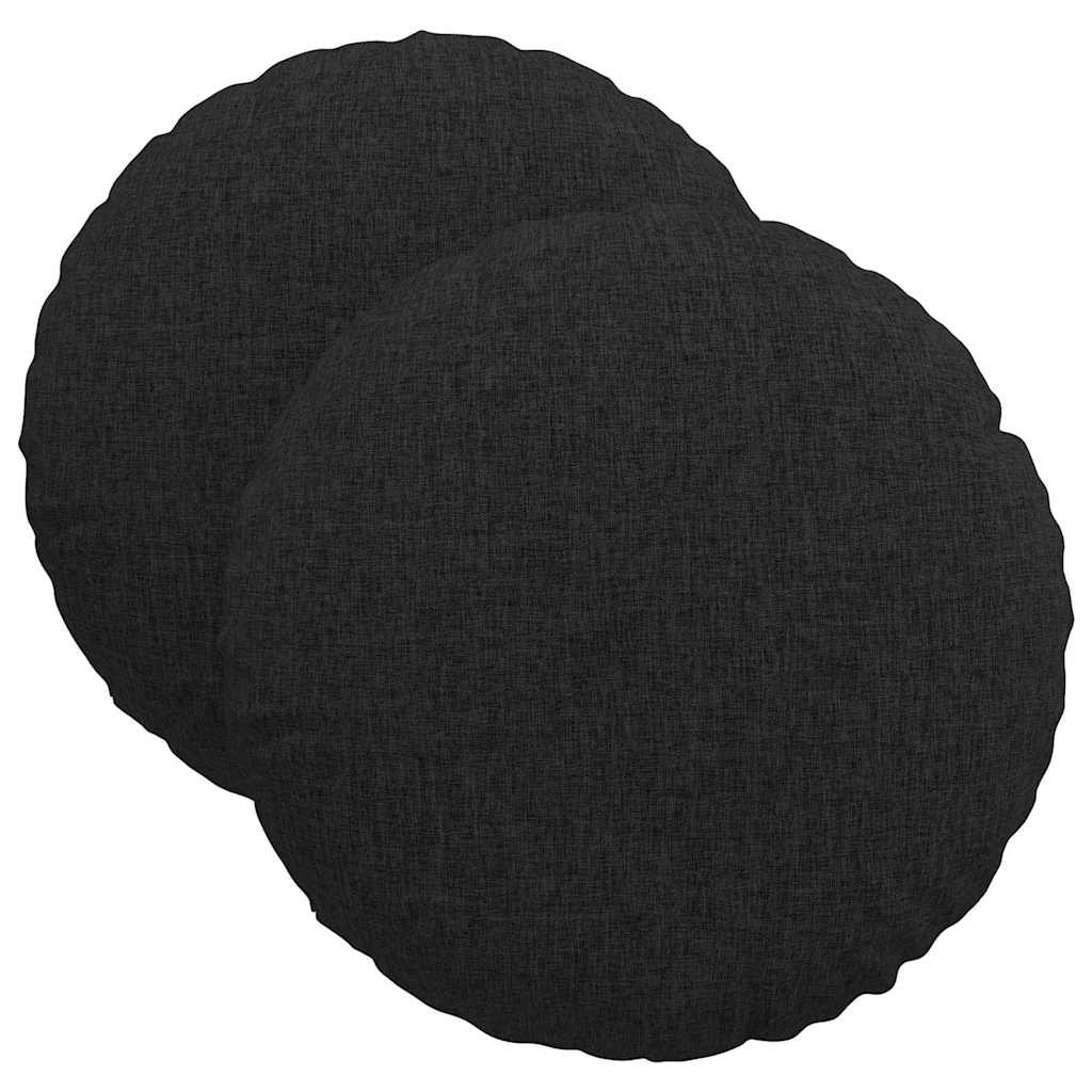 Sittkuddar 2 st Tyg Svart Ø40 x 13 cm