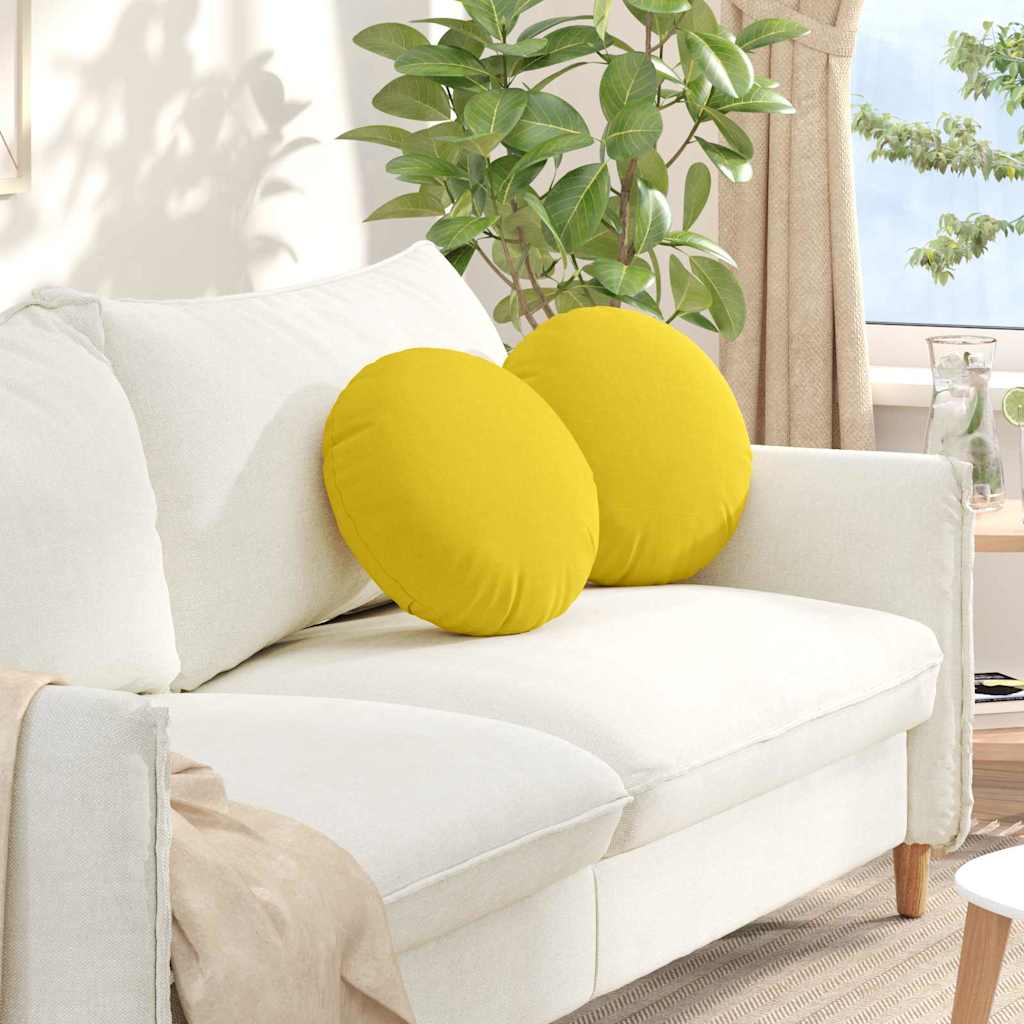 Sittkuddar 2 st Tyg Ljusgul Ø40 x 13 cm
