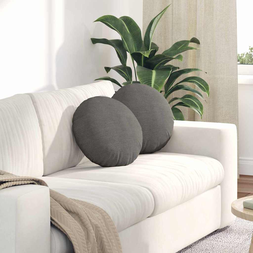 Sittkuddar 2 st Kordread tyg Ljusgrå Ø 40 cm
