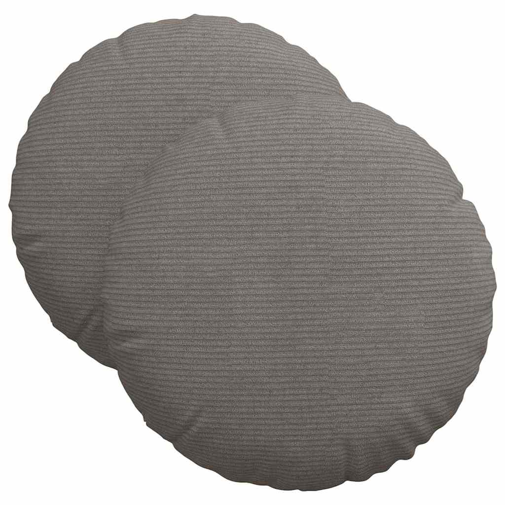 Sittkuddar 2 st Kordread tyg Ljusgrå Ø 40 cm
