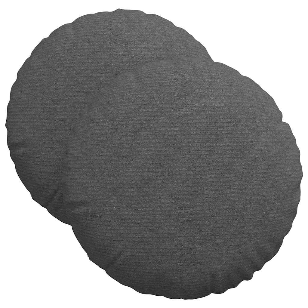 Sittkuddar 2 st Kordread tyg Mörkgrå Ø 40 cm