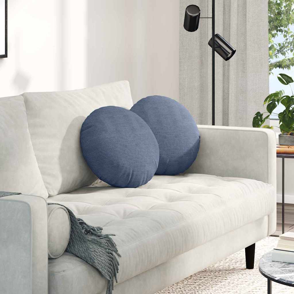 Sittkuddar 2 st Kordread tyg Blå Ø 40 cm