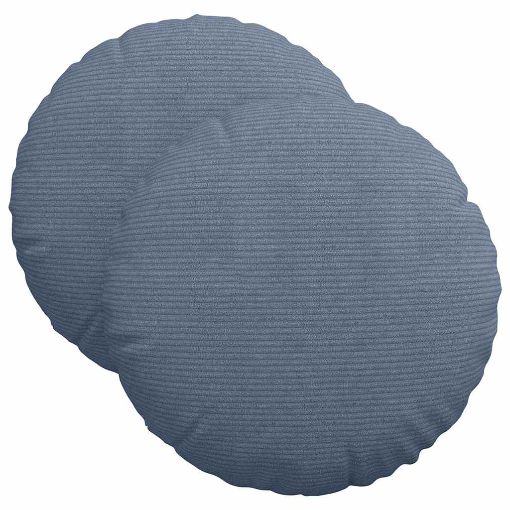 Sittkuddar 2 st Kordread tyg Blå Ø 40 cm