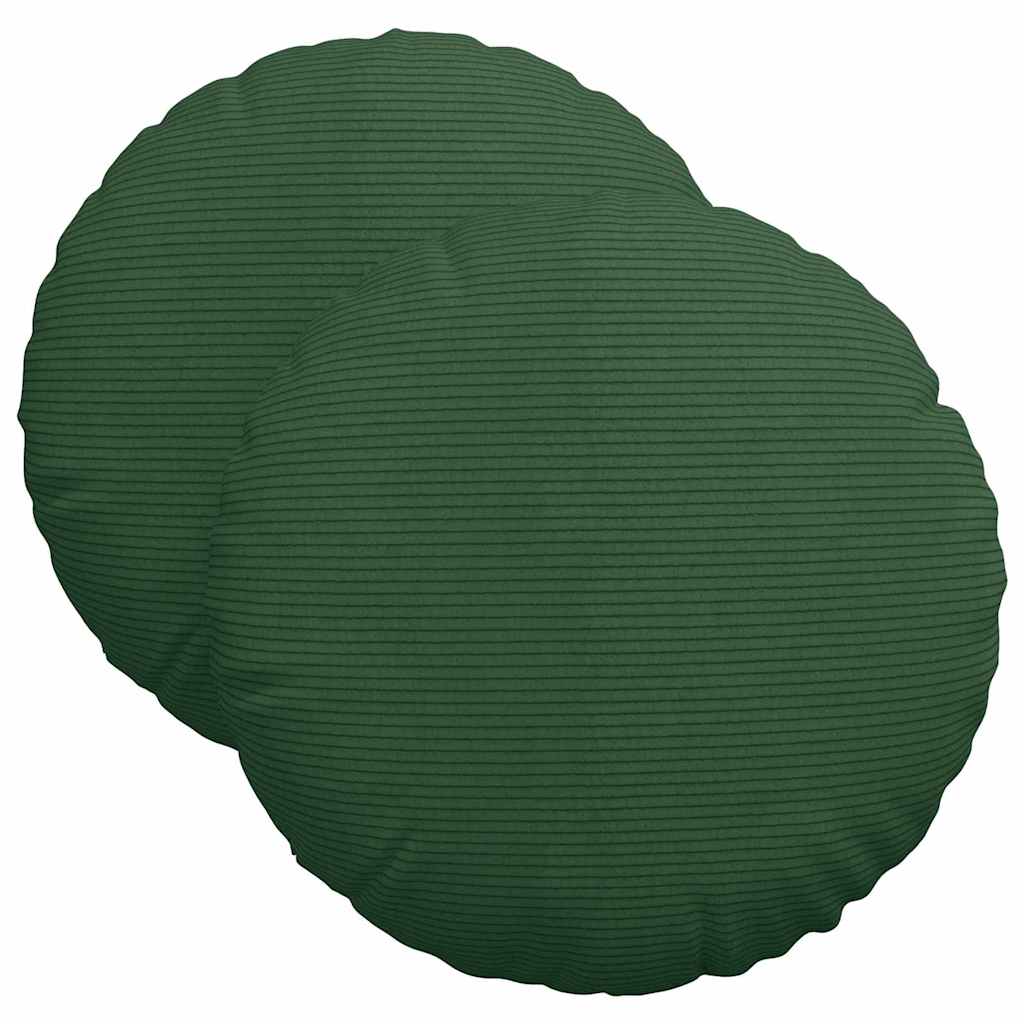 Sittkuddar 2 st Kordread tyg Mörkgrön Ø 40 cm
