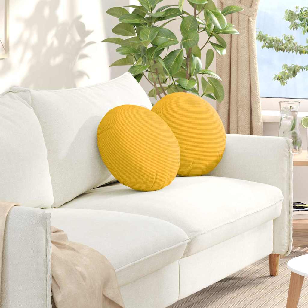 Sittkuddar 2 st Kordread tyg Ljusgul Ø 40 cm