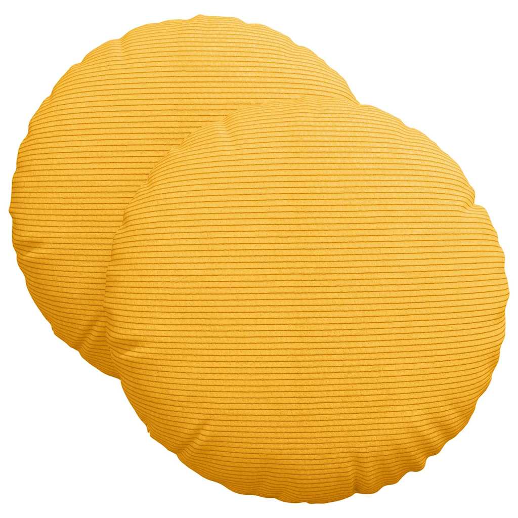Sittkuddar 2 st Kordread tyg Ljusgul Ø 40 cm