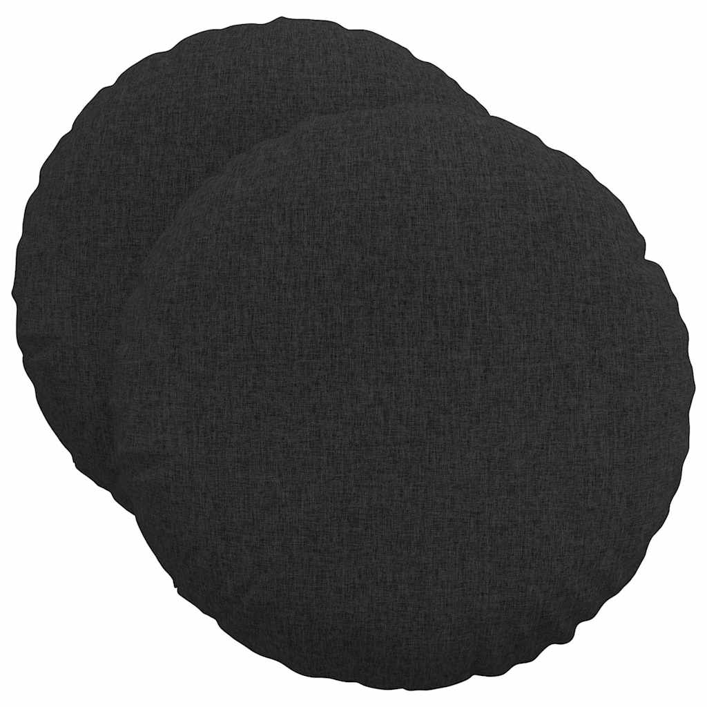 Sittkuddar 2 st Tyg Svart Ø50 x 19 cm