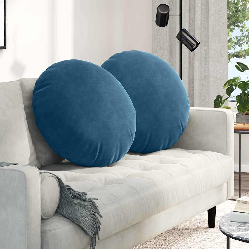 Sittkuddar 2 st Sammet Blå Ø 80 x 29 cm