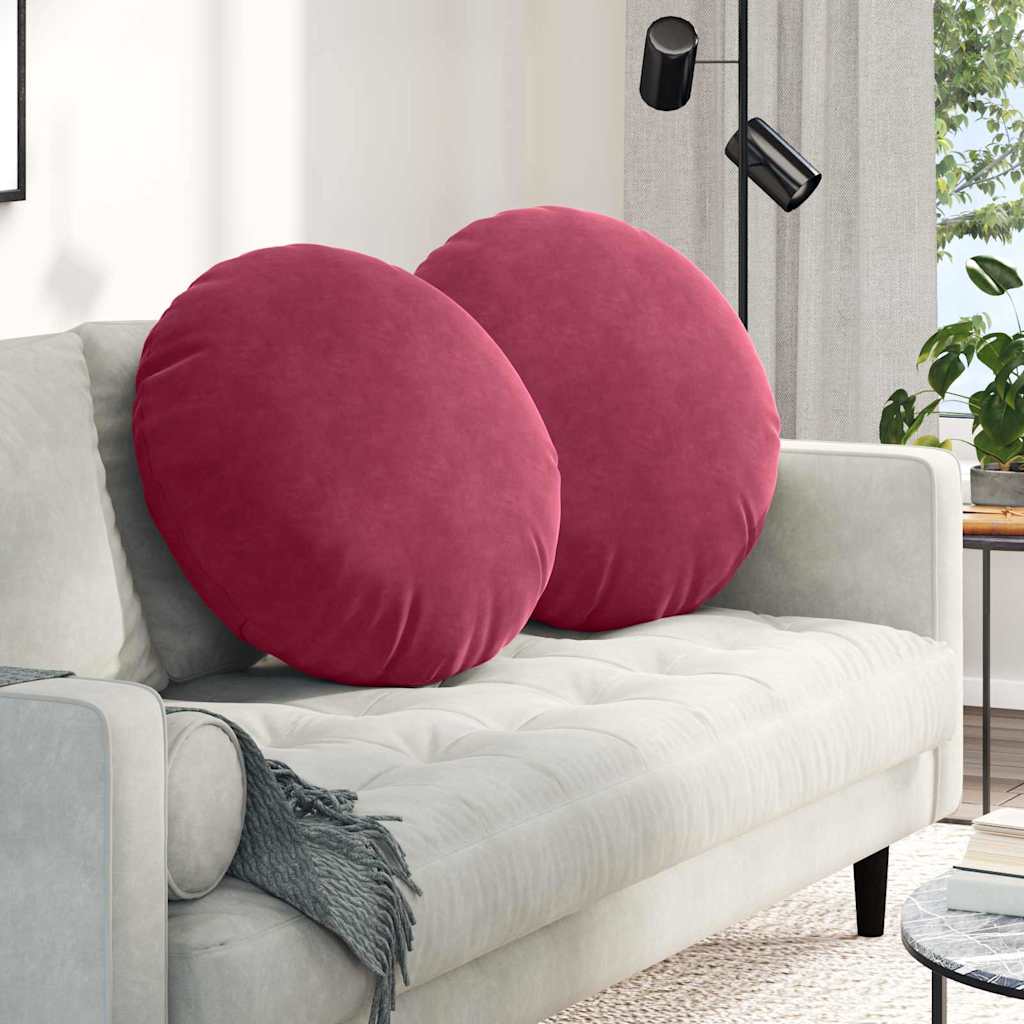 Sittkuddar 2 st Sammet Vinröd Ø 80 x 29 cm