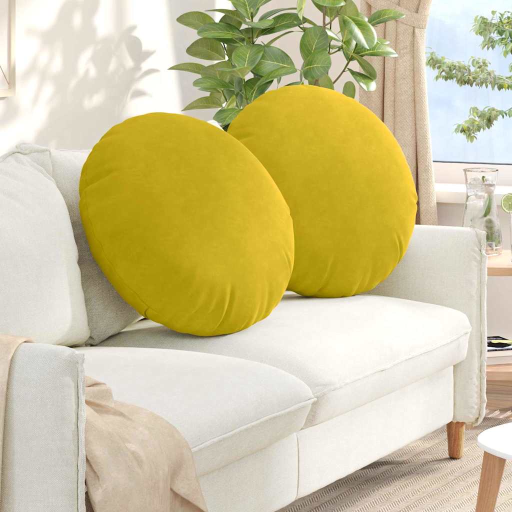 Sittkuddar 2 st Sammet Gul Ø 80 x 29 cm