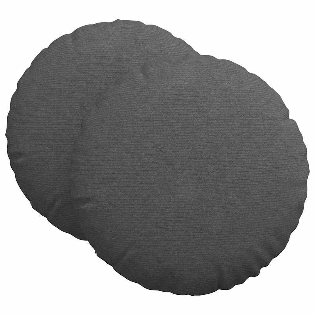 Sittkuddar 2 st Kordread tyg Mörkgrå Ø 80 cm