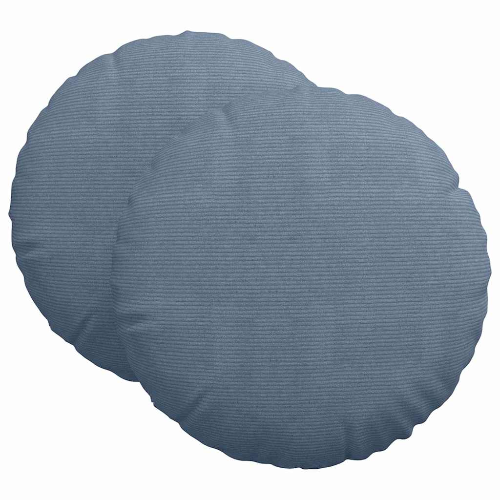 Sittkuddar 2 st Kordread tyg Blå Ø 80 cm
