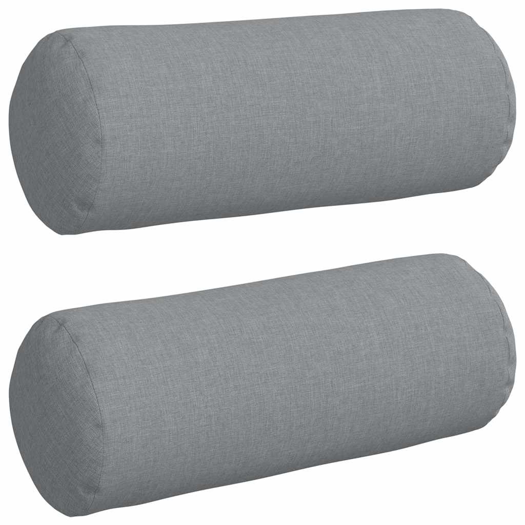 Bolsterkuddar 2 st tyg Ljusgrå Ø 15 x 40 cm