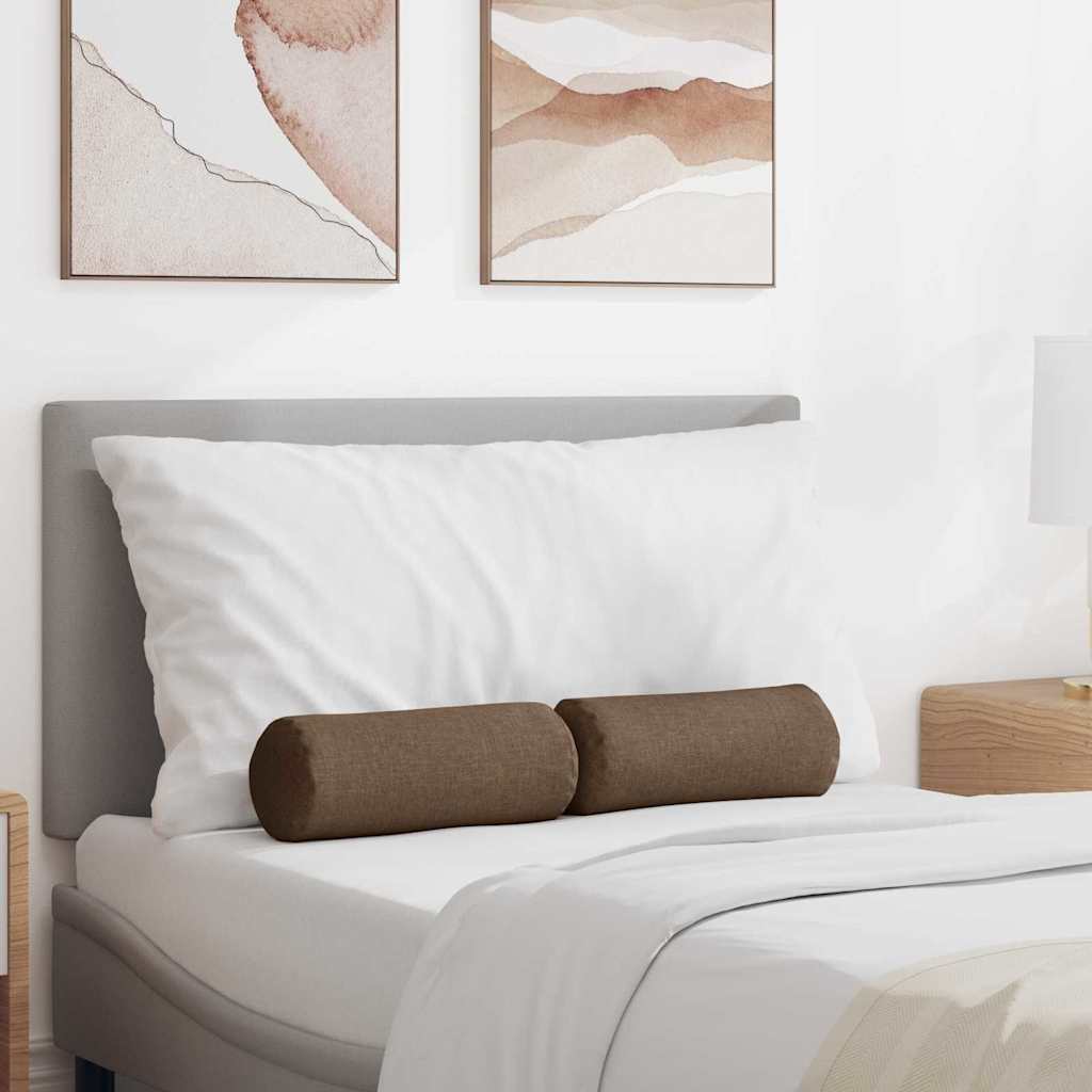 Bolsterkuddar 2 pcs Brun Ø 15 x 40 cm tyg