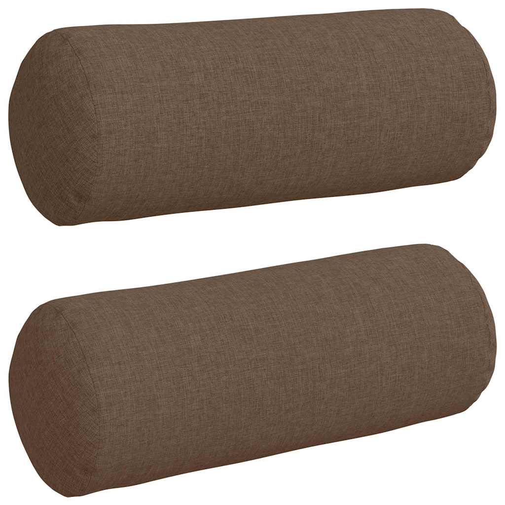 Bolsterkuddar 2 pcs Brun Ø 15 x 40 cm tyg