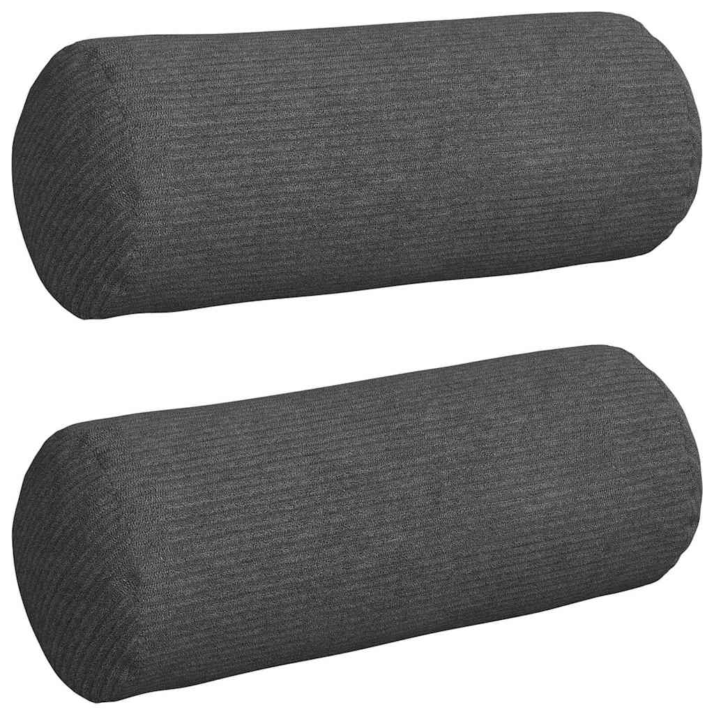 Bolsterkuddar 2 st Mörkgrå Ø 15 x 40 cm Kordread tyg