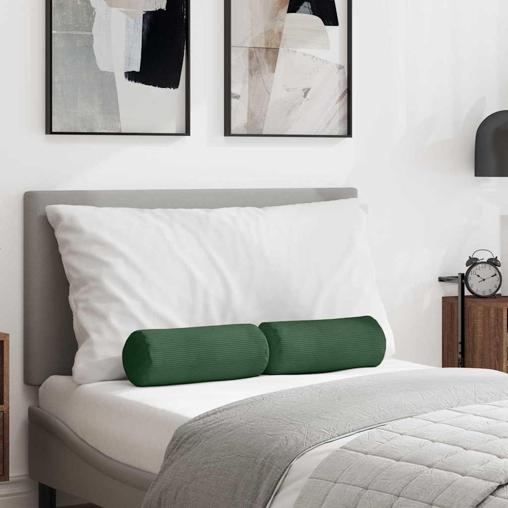 Bolsterkuddar 2 pcs Mörkgrön Ø 15 x 40 cm Kordread tyg