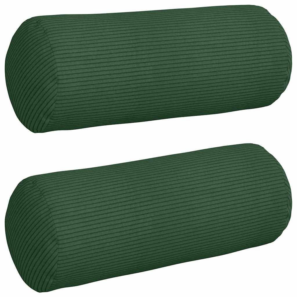 Bolsterkuddar 2 pcs Mörkgrön Ø 15 x 40 cm Kordread tyg