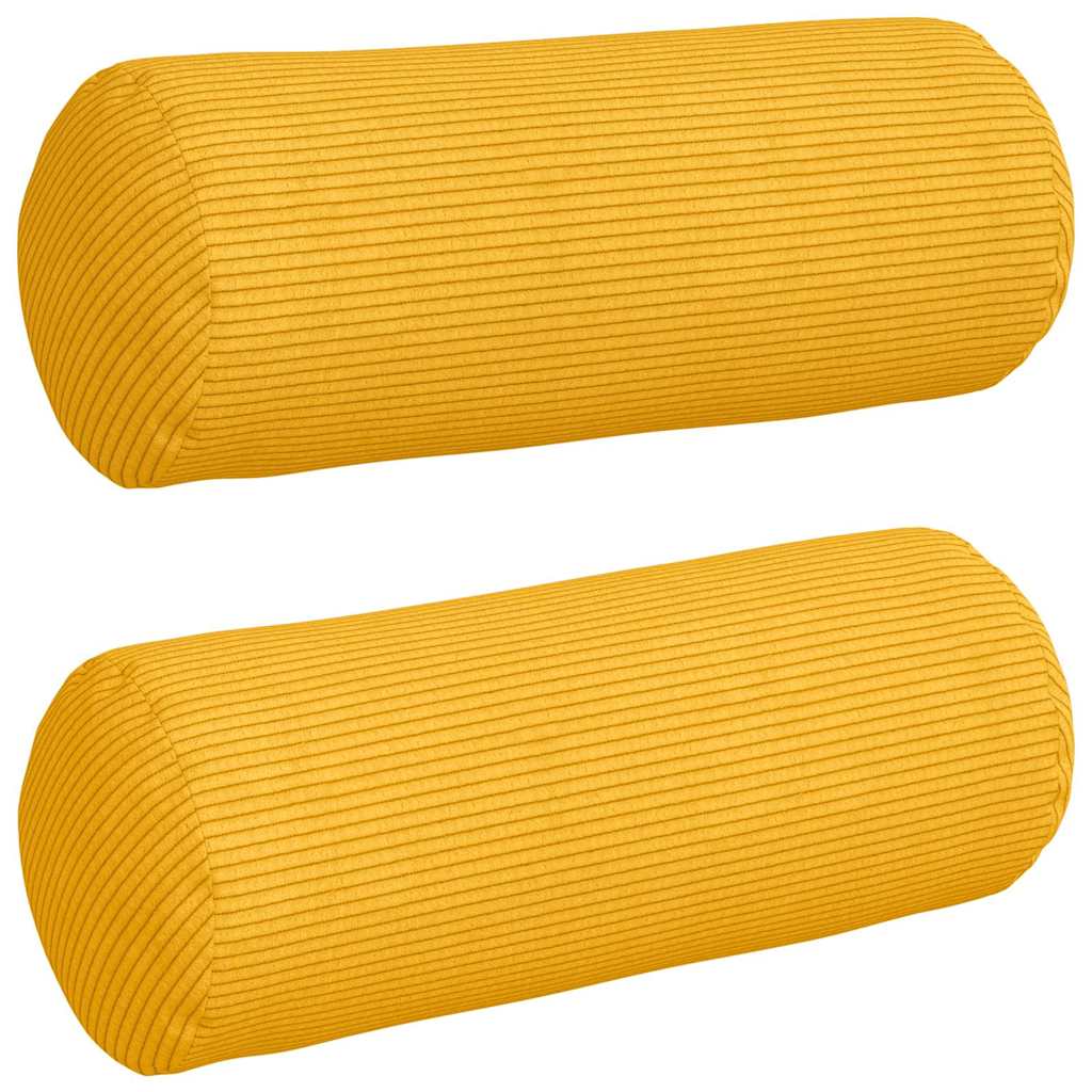 Bolsterkuddar 2 pcs Ljusgul Ø 15 x 40 cm Kordread tyg