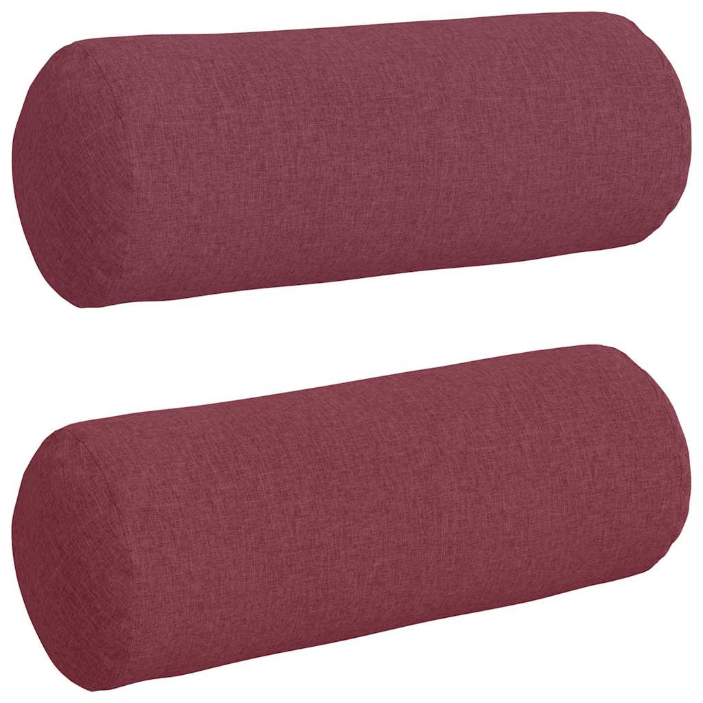 Bolsterkuddar 2 pcs Vinröd Ø 25 x 70 cm tyg