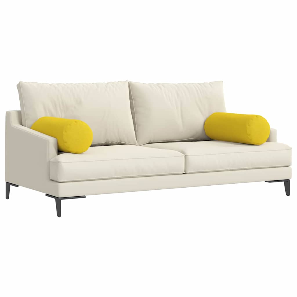 Bolsterkuddar 2 pcs Ljusgul Ø 25 x 70 cm tyg