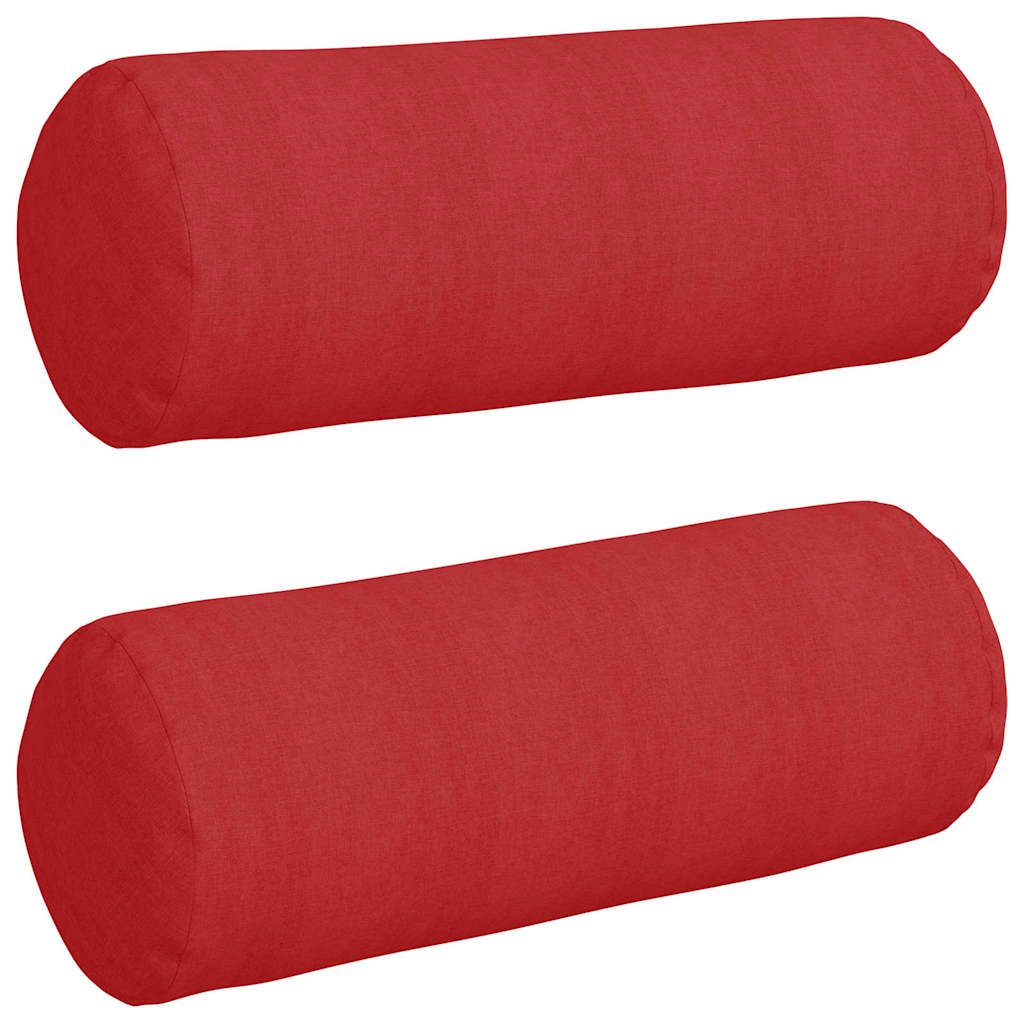 Bolsterkuddar 2 st tyg Röd Ø 25 x 70 cm