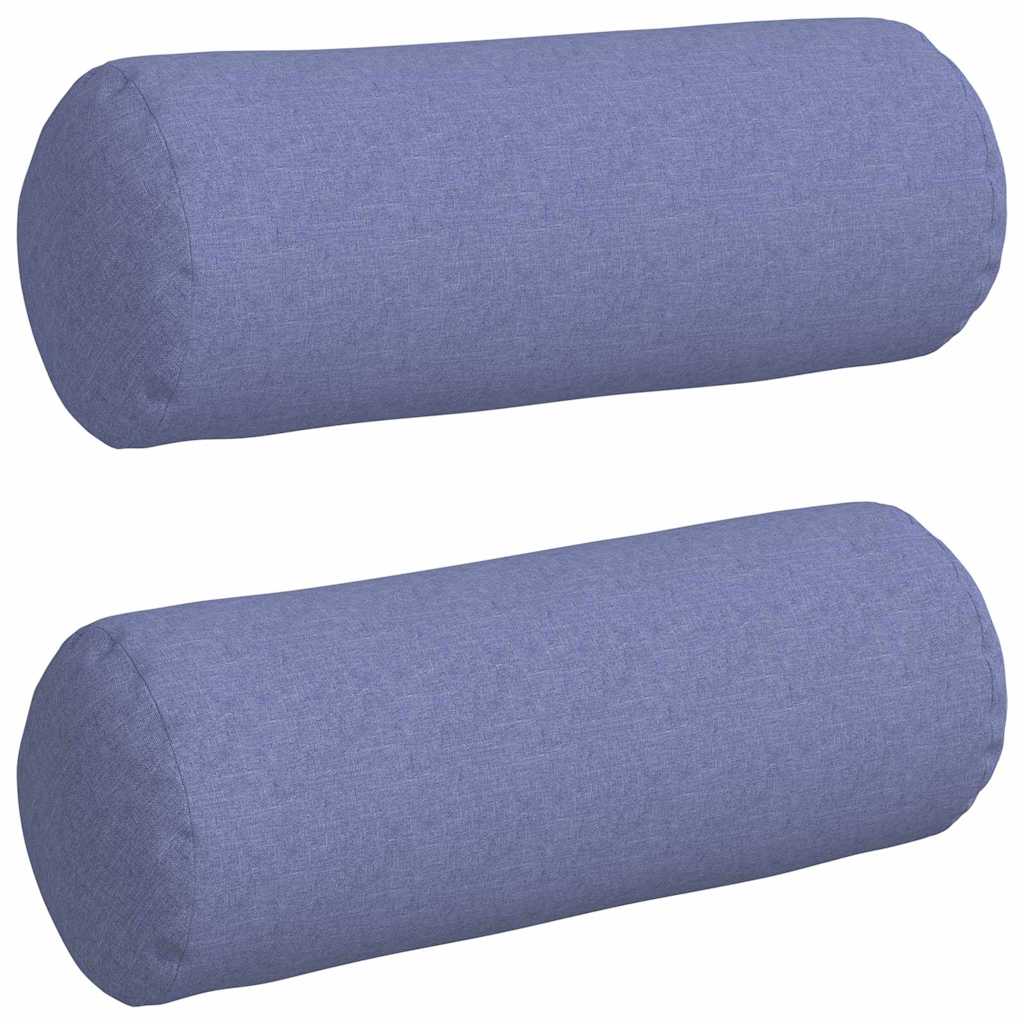 Bolsterkuddar 2 st tyg Jeansblå Ø 25 x 70 cm