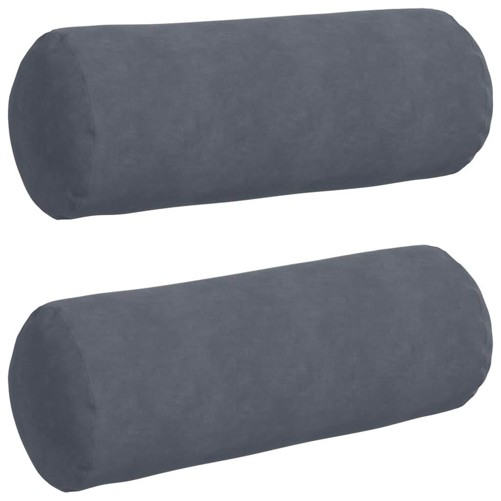 Bolsterkuddar 2 st Mörkgrå Ø 25 x 70 cm Kordread tyg