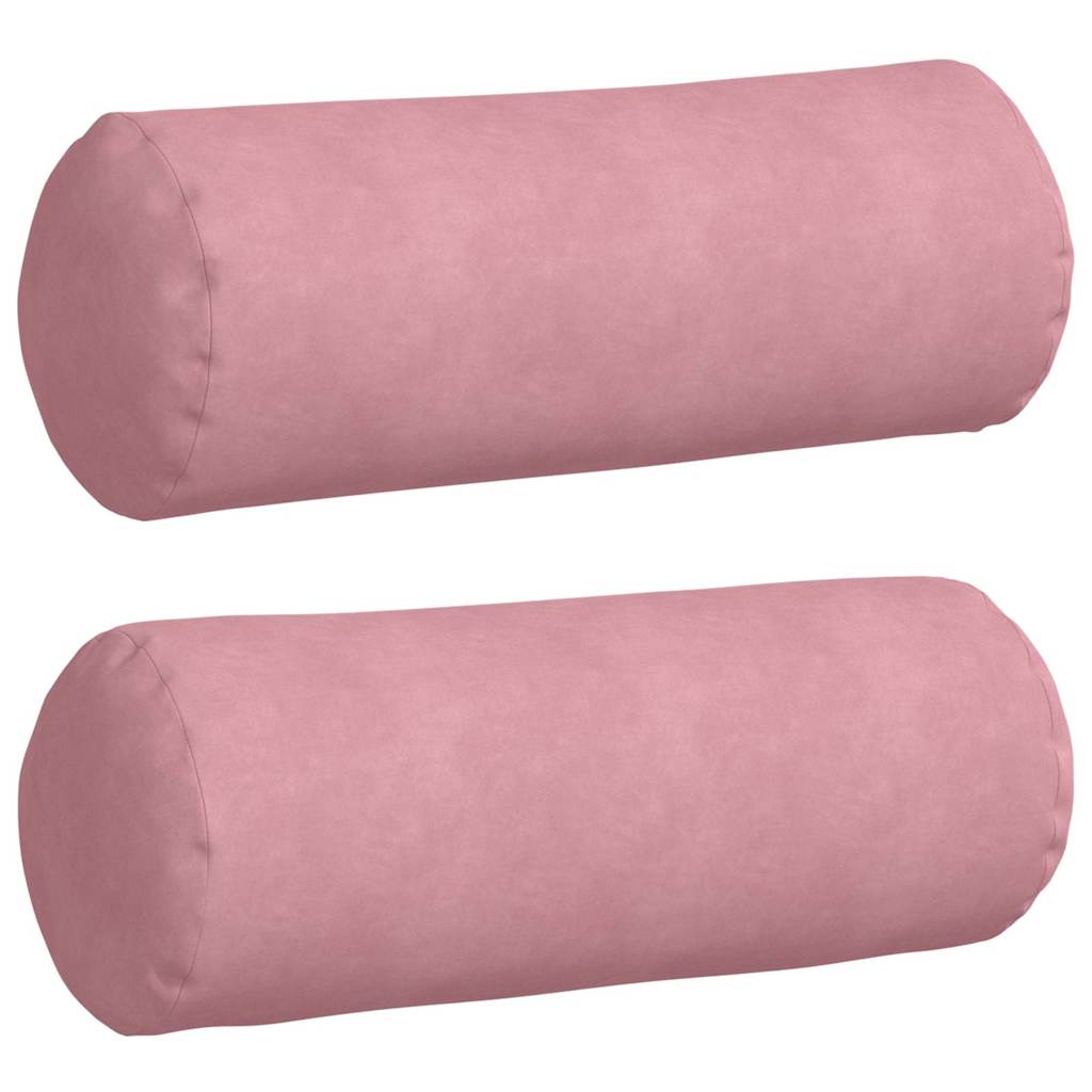 Bolsterkuddar 2 st Rosa Ø 25 x 70 cm Kordread tyg