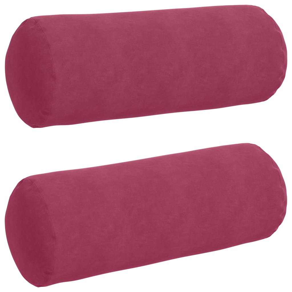 Bolsterkuddar 2 st Vinröd Ø 25 x 70 cm Kordread tyg