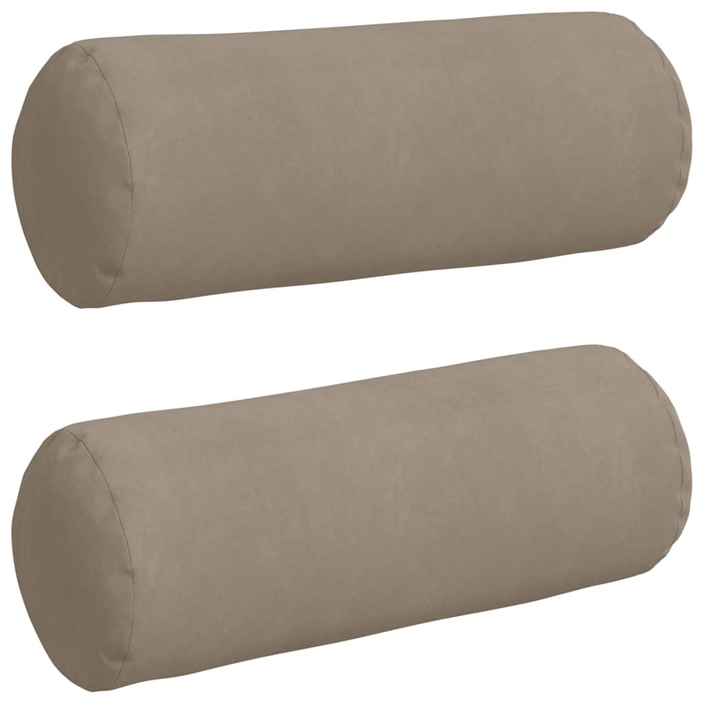 Bolsterkuddar 2 st Mikrofiber Tyg Taupe Ø 25 x 70 cm