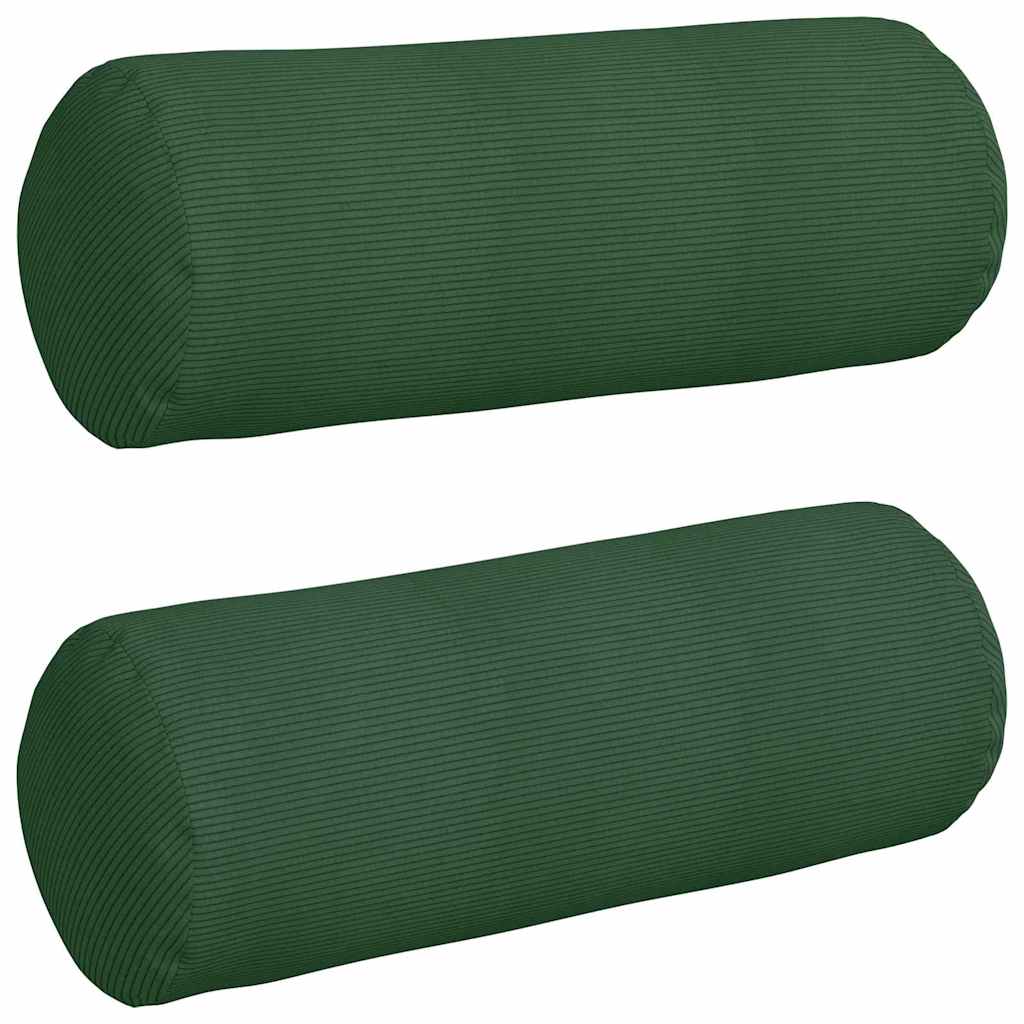 Bolsterkuddar 2 pcs Mörkgrön Ø 25 x 70 cm Kordread tyg