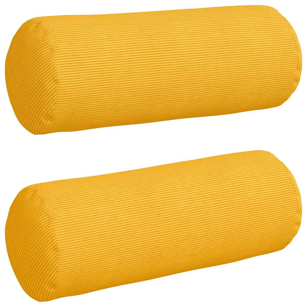 Bolsterkuddar 2 pcs Ljusgul Ø 25 x 70 cm Kordread tyg