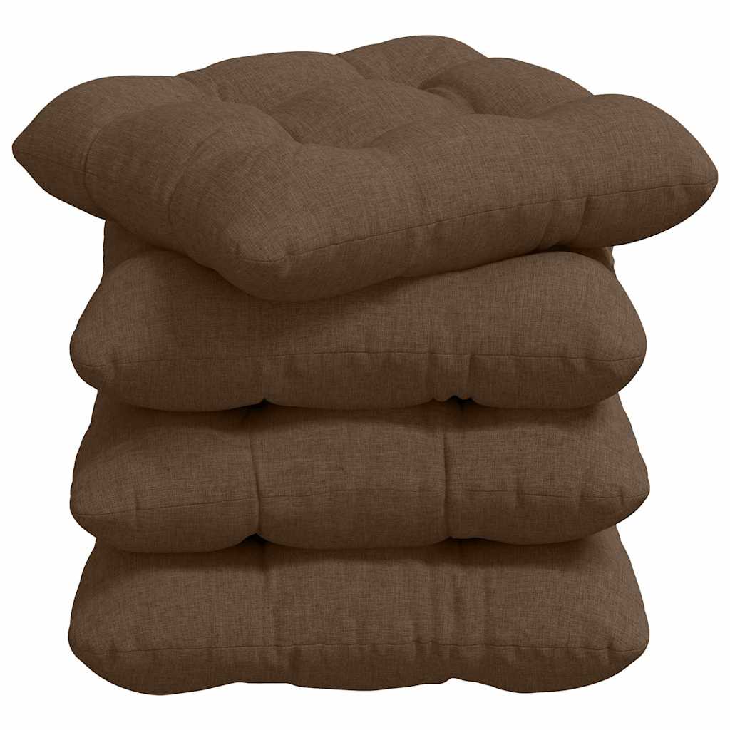 Sittkuddar 4 st Tyg Brun 40 x 40 x 12 cm