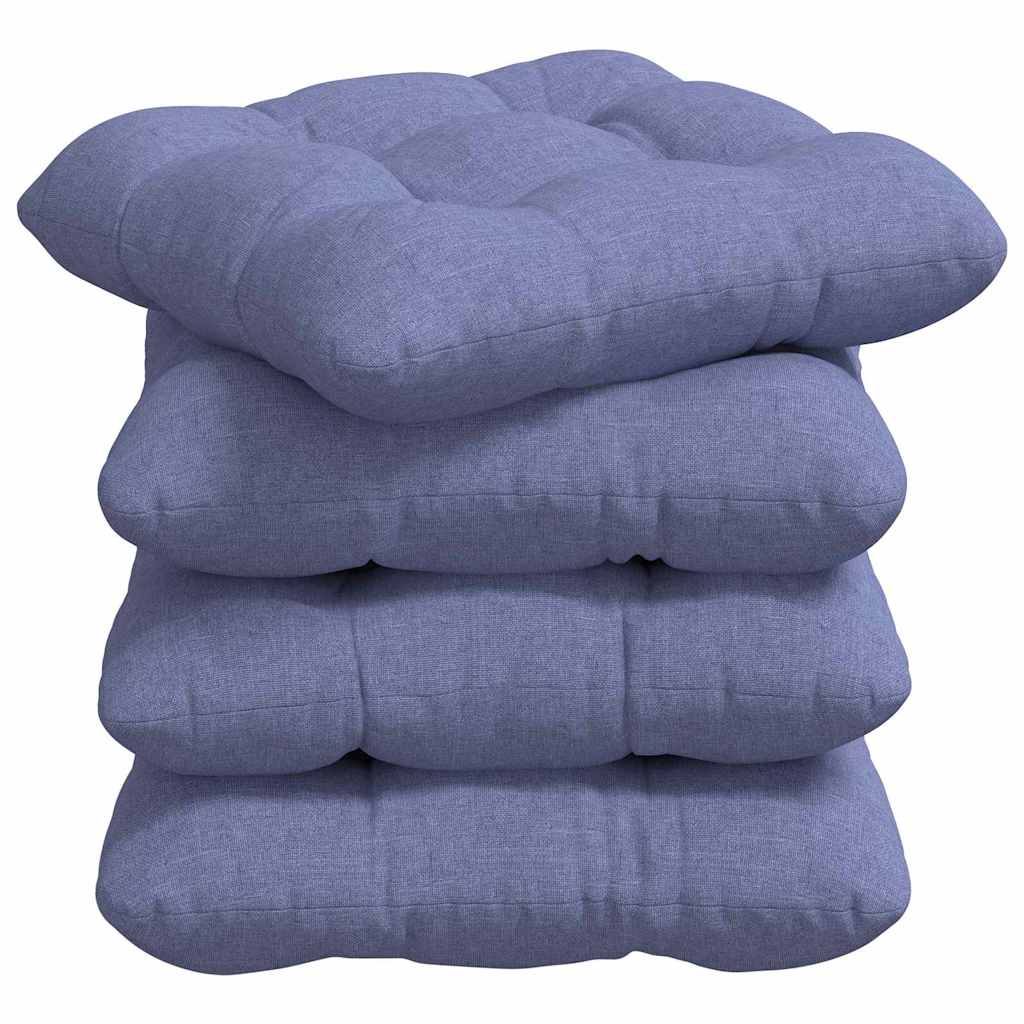 Sittkuddar 4 st Tyg Jeansblå 40 x 40 x 12 cm