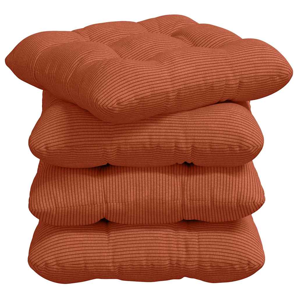 Sittkuddar 4 st Kordread tyg Röd orange 40 x 40 cm