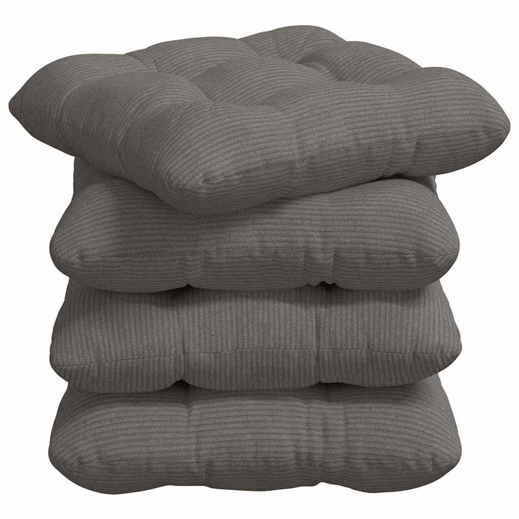 Sittkuddar 4 st Kordread tyg Ljusgrå 45 x 45 cm