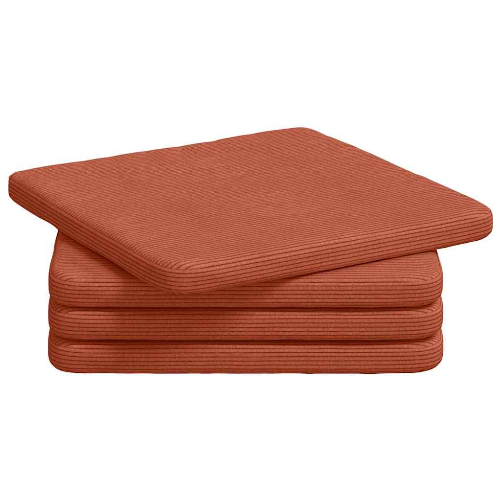 Sittkuddar 4 st Kordread tyg Röd orange 40 x 40 x 3 cm