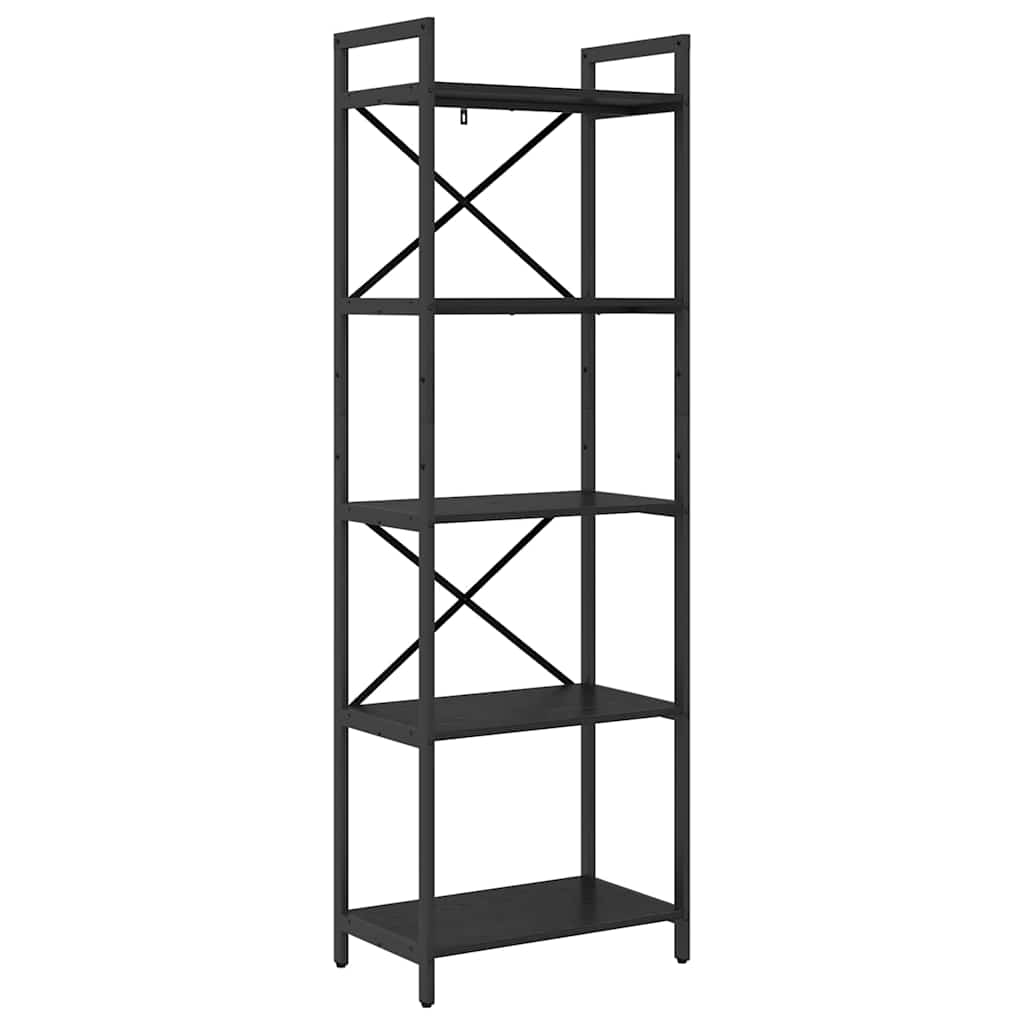 Hyllsystem Svart Ek 56 x 34 x 171 cm Konstruerat trä