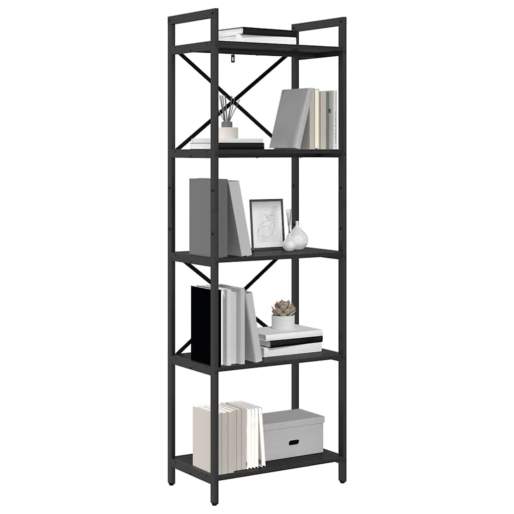 Hyllsystem Svart Ek 56 x 34 x 171 cm Konstruerat trä