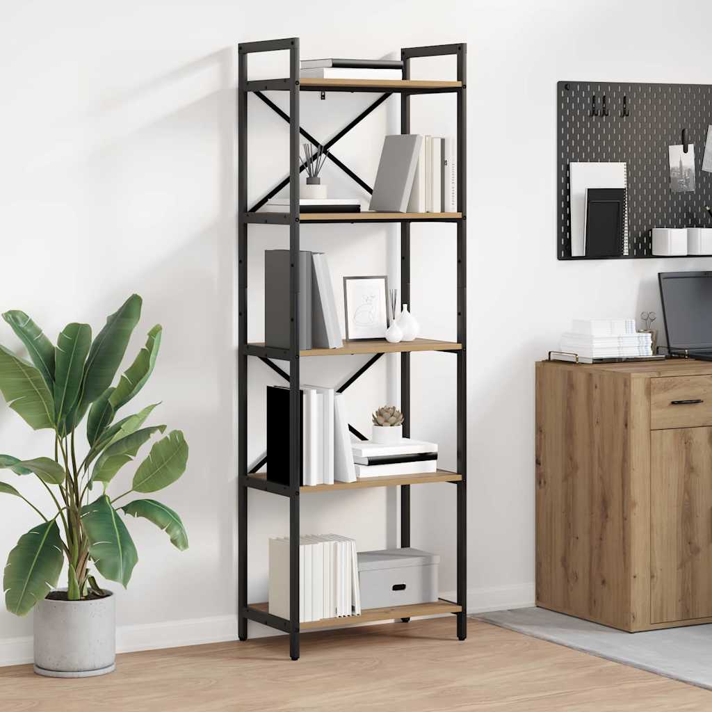 Hyllsystem 5 nivåer 56 x 34 x 171 cm Konstruerat trä Artisan Ek
