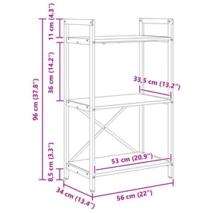 Hyllsystem Svart Ek 56 x 34 x 96 cm Konstruerat trä