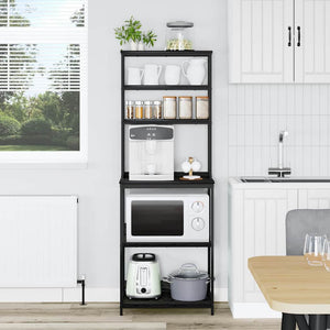 Köks hylla Svart Ek 60 x 40 x 168 cm Konstruerat trä