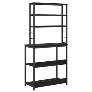 Köks hylla Svart Ek 80 x 40 x 168 cm Konstruerat trä