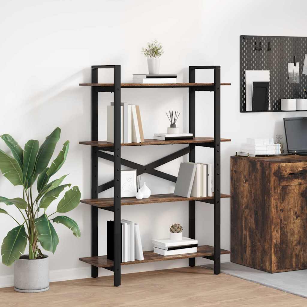 Hyllsystem 4 nivåer 100 x 33,5 x 140 cm Konstruerat trä Rökt ek