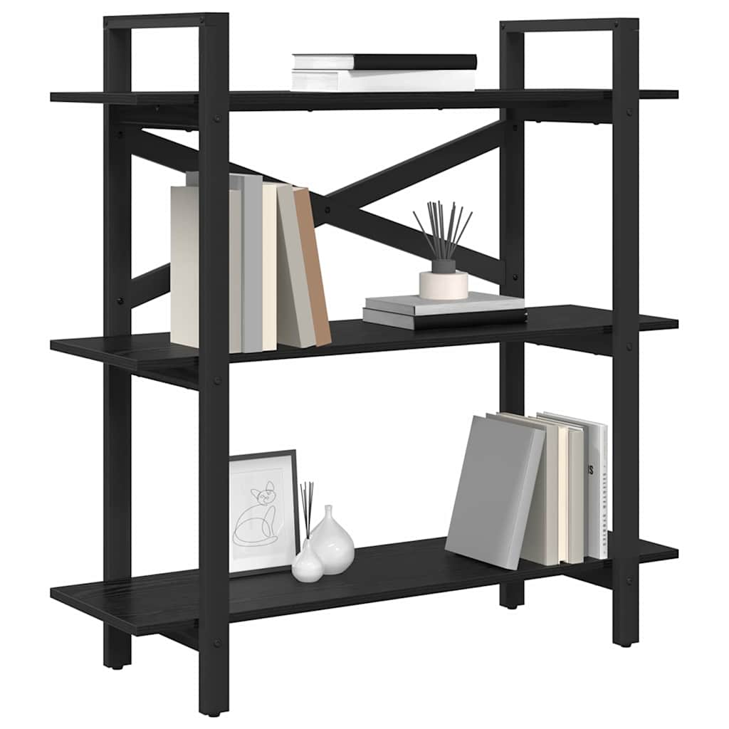 Hyllsystem Svart Ek 100 x 33,5 x 102 cm Konstruerat trä